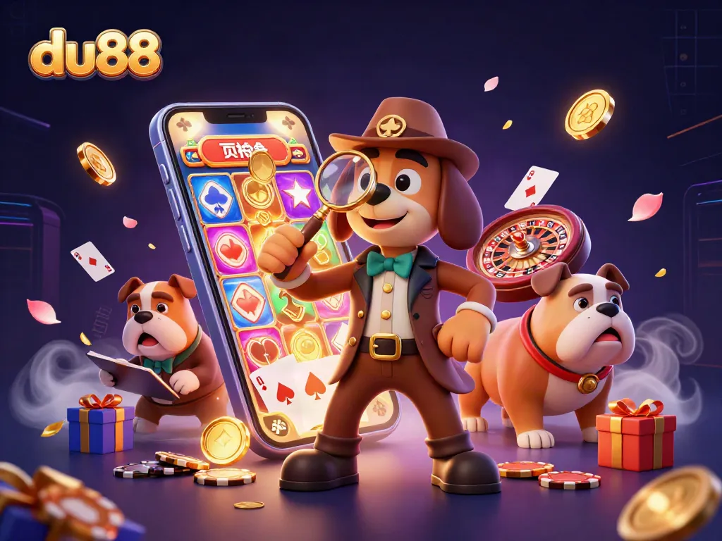 Join the adventure in du88 with a detective examining clues in a vibrant casino scene.