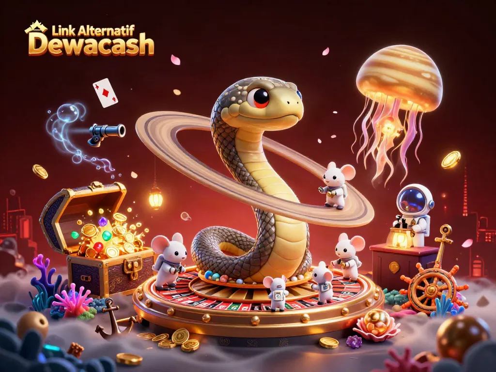 Watch astronaut mice bet on Saturn's rings in a cosmic roulette scene featuring Link Alternatif Dewacash.