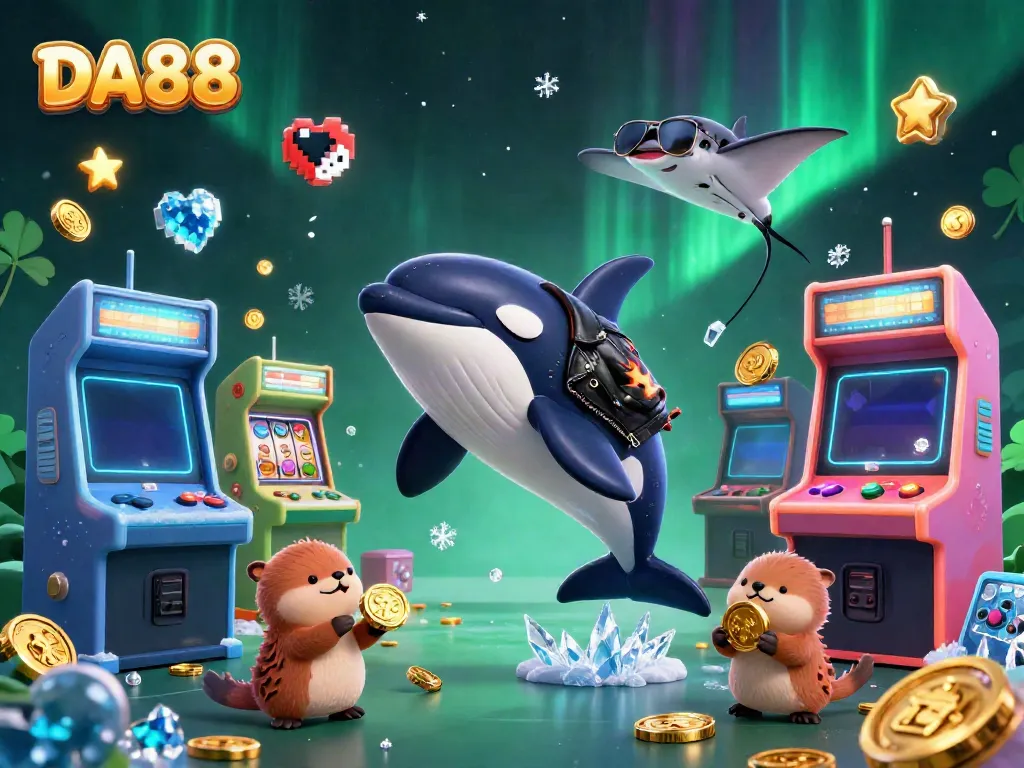 Experience winning moments with DA88 in a vibrant casino scene filled with sea characters and gold coins.