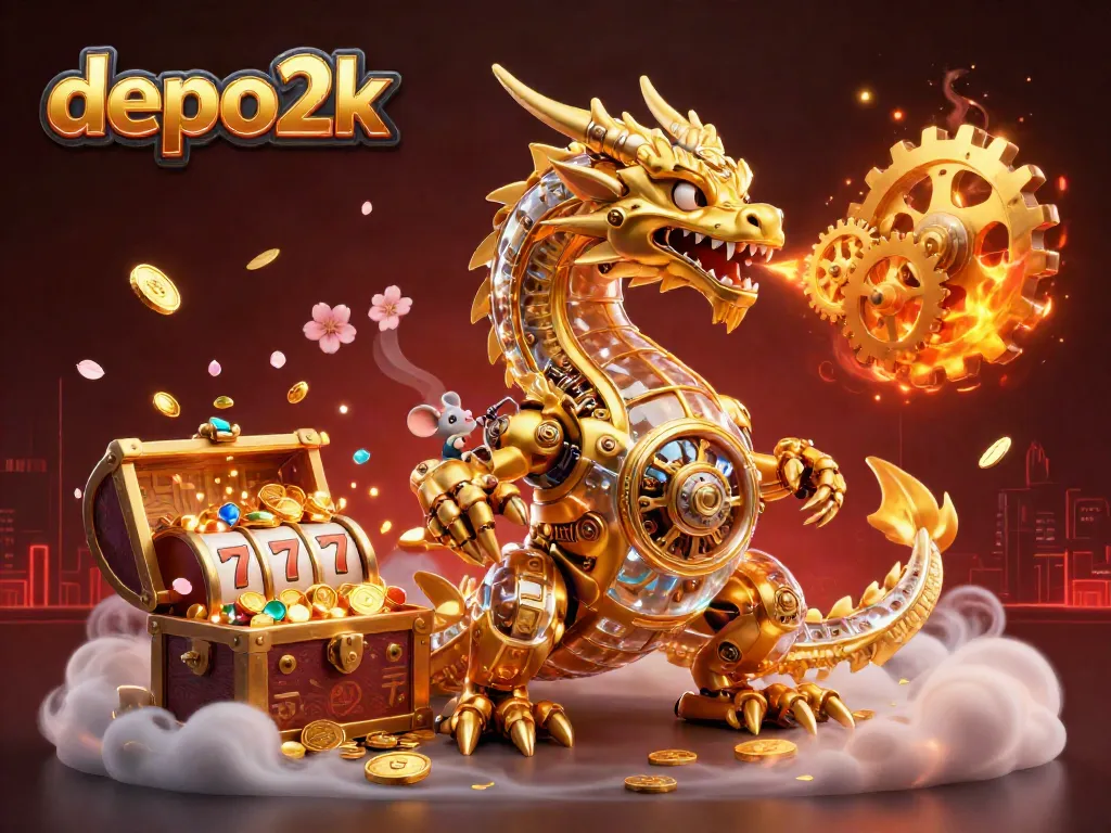 Engage in thrilling gameplay at depo2k with an ultra-detailed golden dragon and treasure-filled underwater scene.