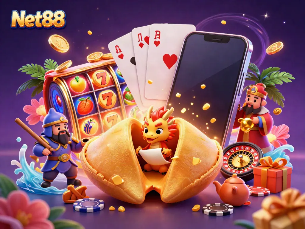 Engage with Net88's vibrant gaming universe featuring colorful slot games and enchanting characters.