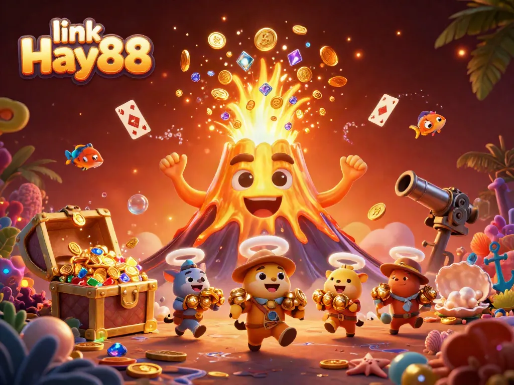 Experience the thrill of winning with link Hay88 in this colorful casino-themed illustration.