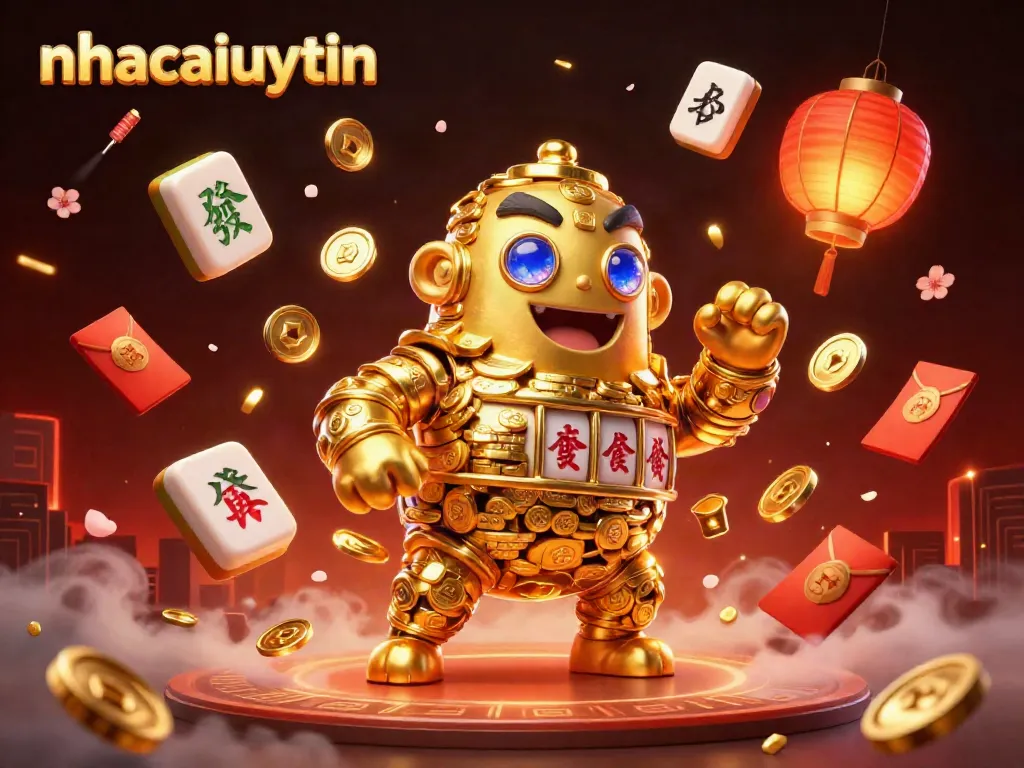Spin the reels and win with nhacaiuytin in this vibrant 3D casino illustration.