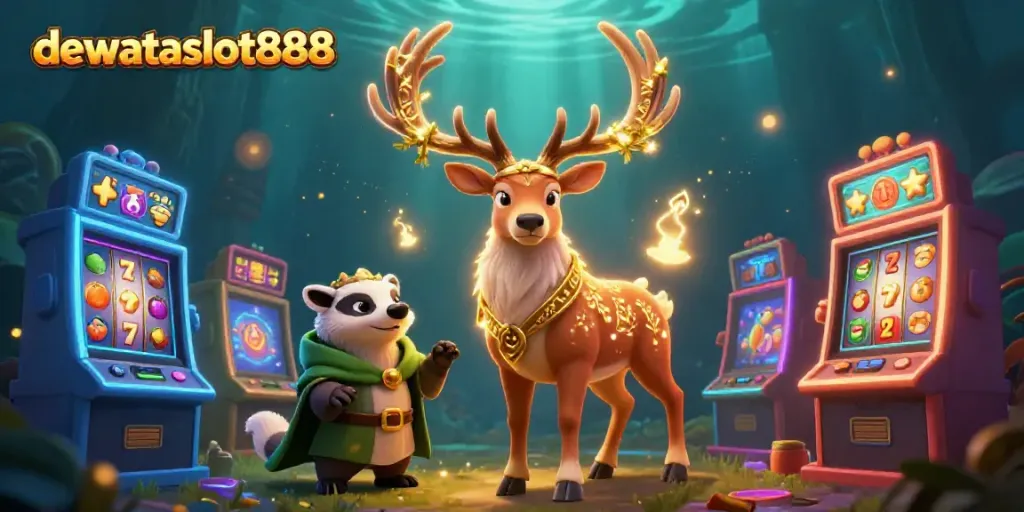 Permainan menunggu di DEWATASLOT888 dengan simbol slot berkilauan dan karakter menawan yang siap membawa keberuntungan.