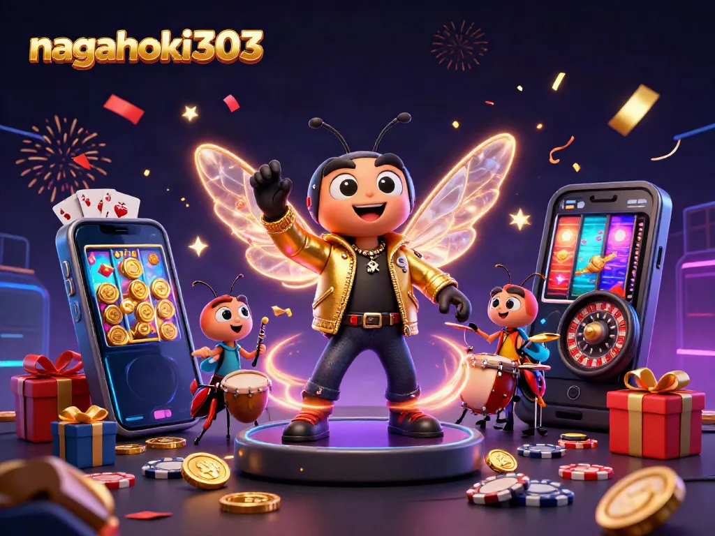 Nagahoki303 mempersembahkan ilustrasi kasino online yang meriah dengan cicada rock star dan elemen permainan yang melimpah.
