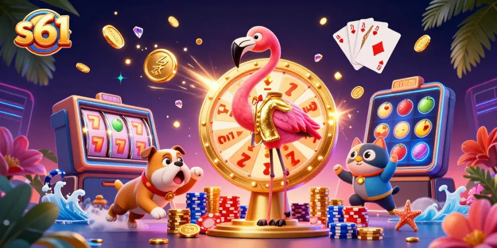 S61 slot game promotion with dynamic characters and dazzling prizes for an engaging casino experience
