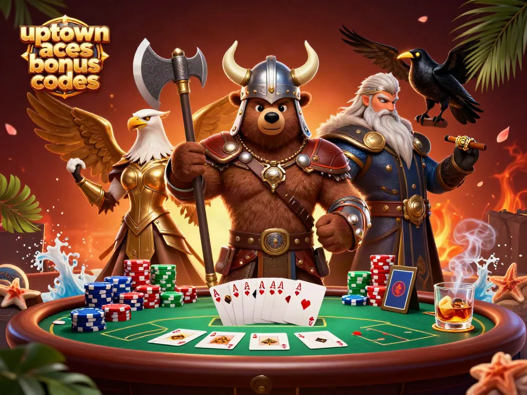 Engage with uptown aces bonus codes for dynamic poker action featuring vibrant characters and gaming elements.
