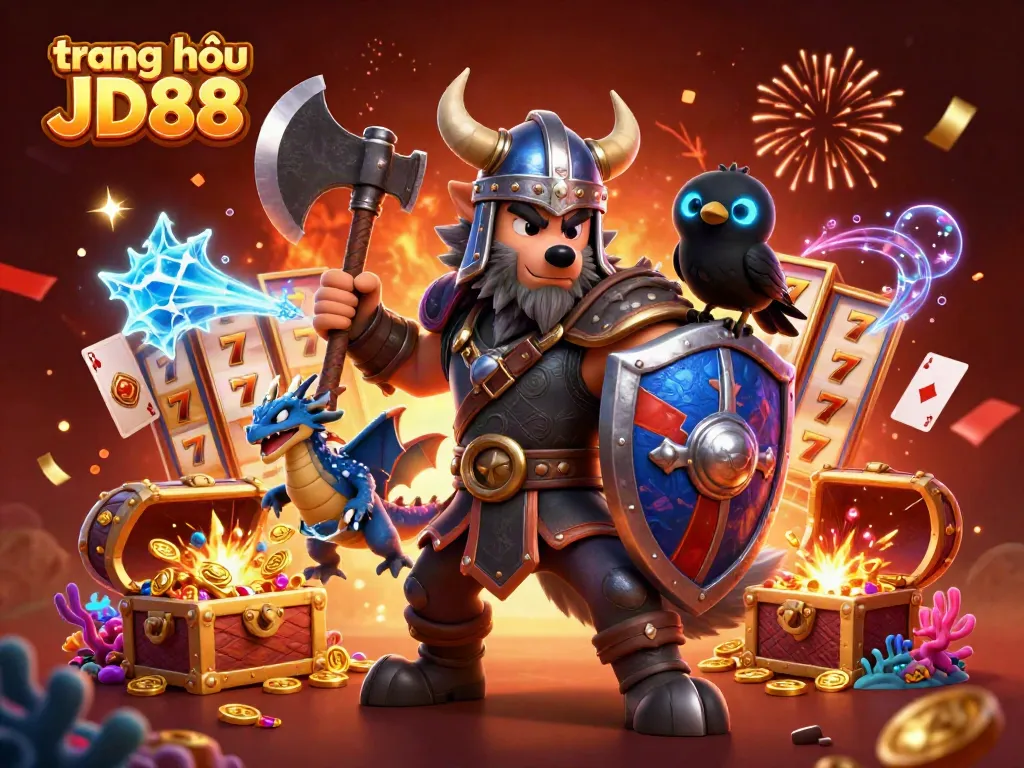 Experience the thrilling atmosphere of trang chủ JD88 with dynamic characters and vibrant gaming symbols.