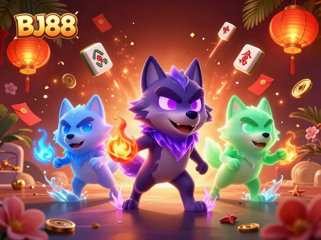Experience the excitement of BJ88 with immersive gaming elements in a vibrant casino illustration.