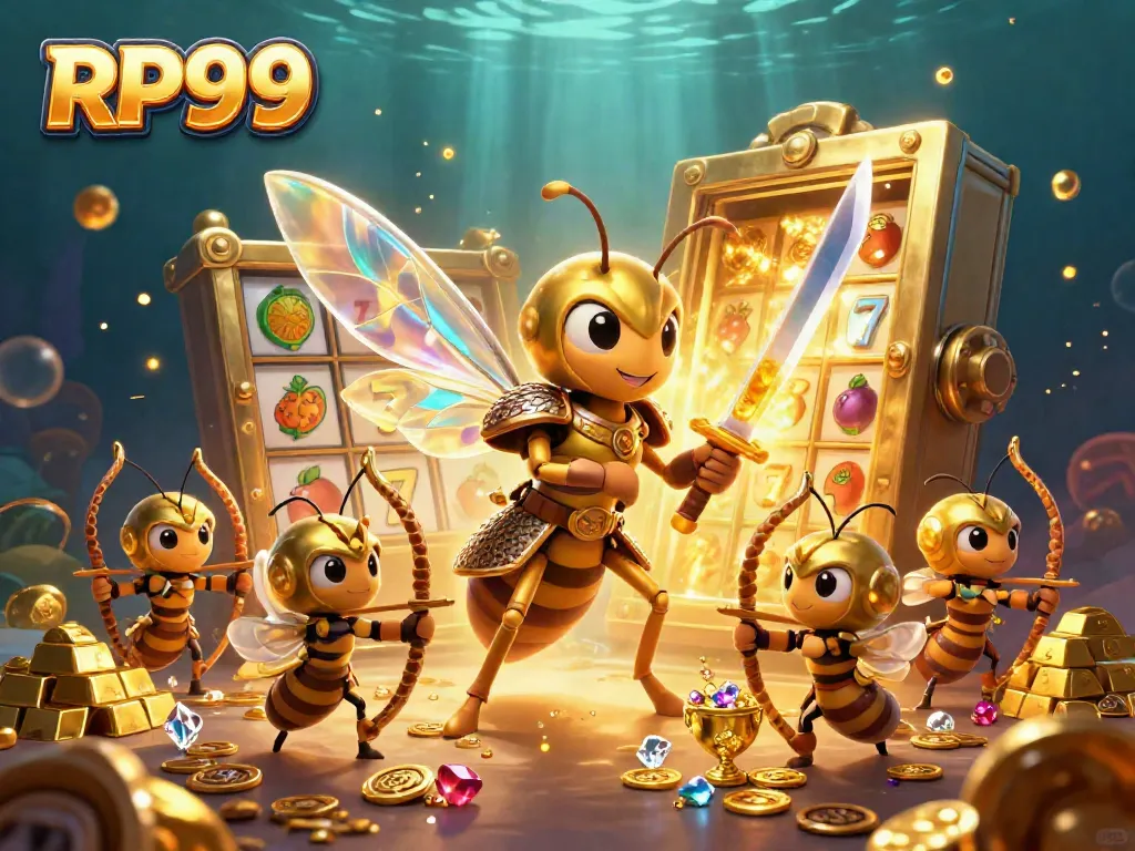 Experience exciting gameplay with RP99 featuring a golden hornet and bee archers amidst a vibrant casino scene.