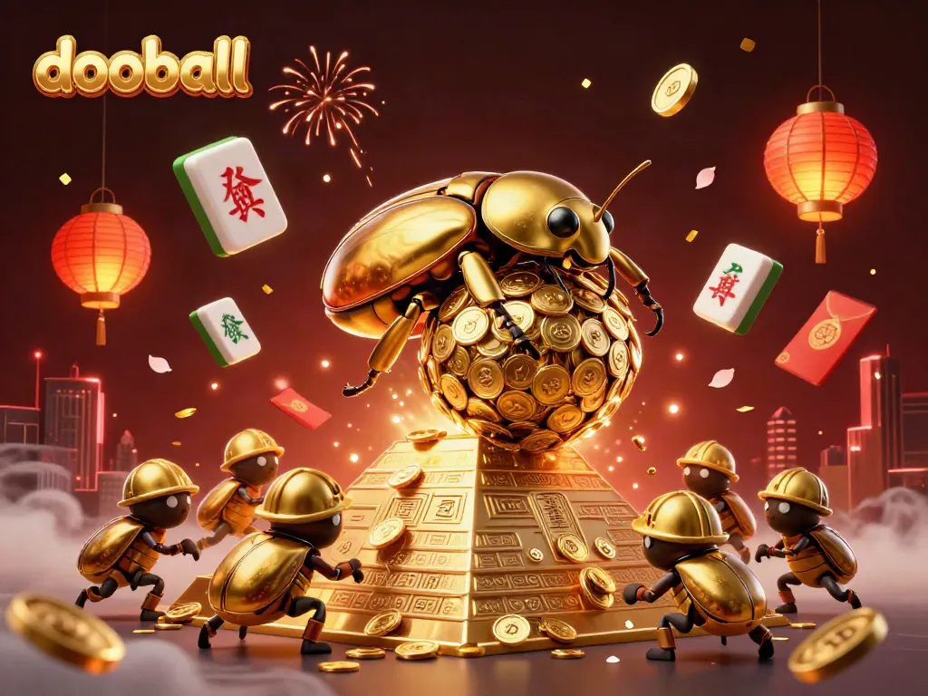 Experience thrilling action as dooball brings a vibrant scene of casino energy with golden elements.