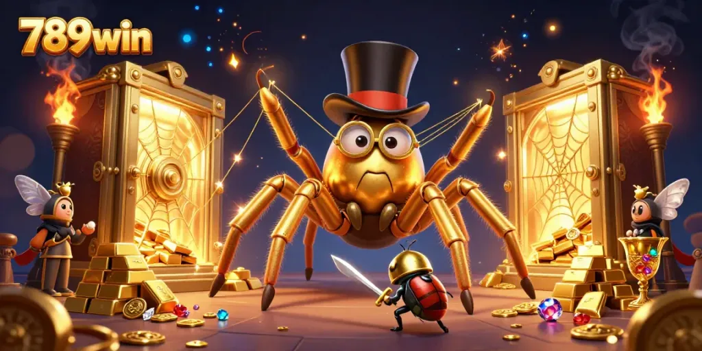 Engage with thrilling slots and jackpots at 789win with a fantasy casino scene featuring captivating characters.