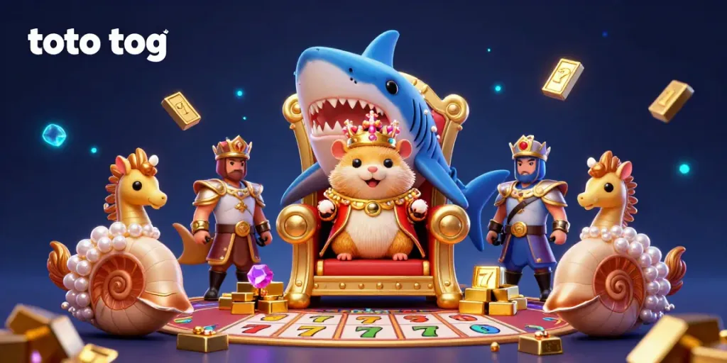 Experience thrilling fun with toto tog in a vibrant casino scene featuring a hamster king and royal guards.