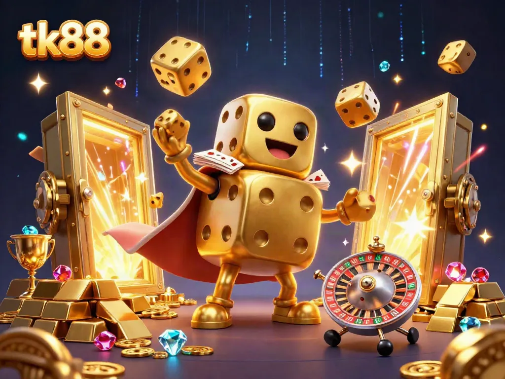Experience thrilling gaming sessions at tk88 with vibrant 3D digital casino characters and rich treasure elements.