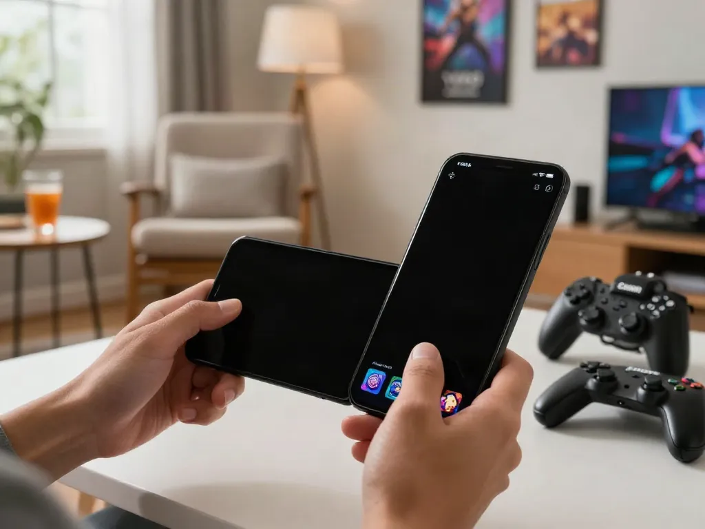 Engaging scene of Yono Arcade mobile gaming app in use, showcasing vibrant game icons and a cozy atmosphere.