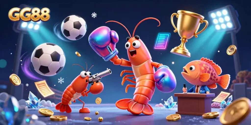 Experience thrilling GG88 casino excitement with dynamic sports-themed characters and vibrant visuals.