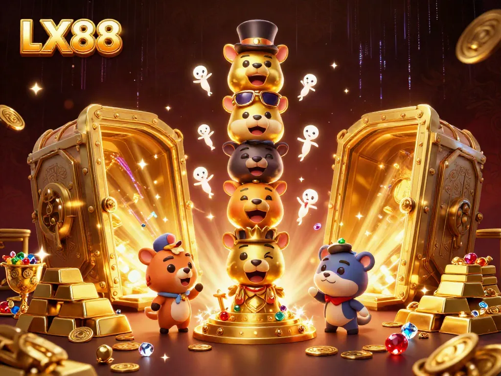 Experience the vibrant atmosphere of LX88 with animated characters and dynamic casino elements.