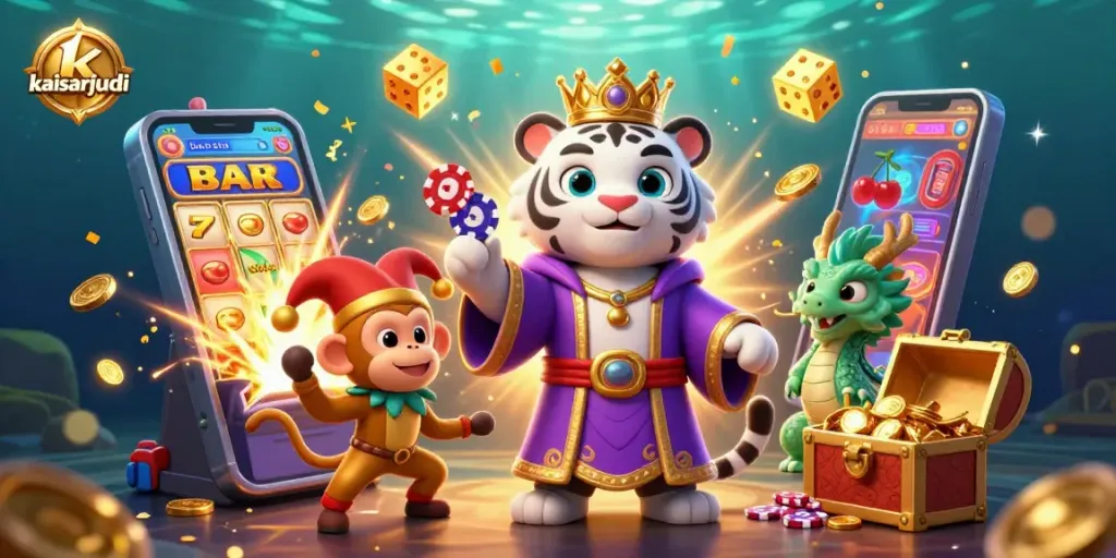 Kaisarjudi brings excitement to life as a vibrant tiger and monkey showcase dynamic casino games.