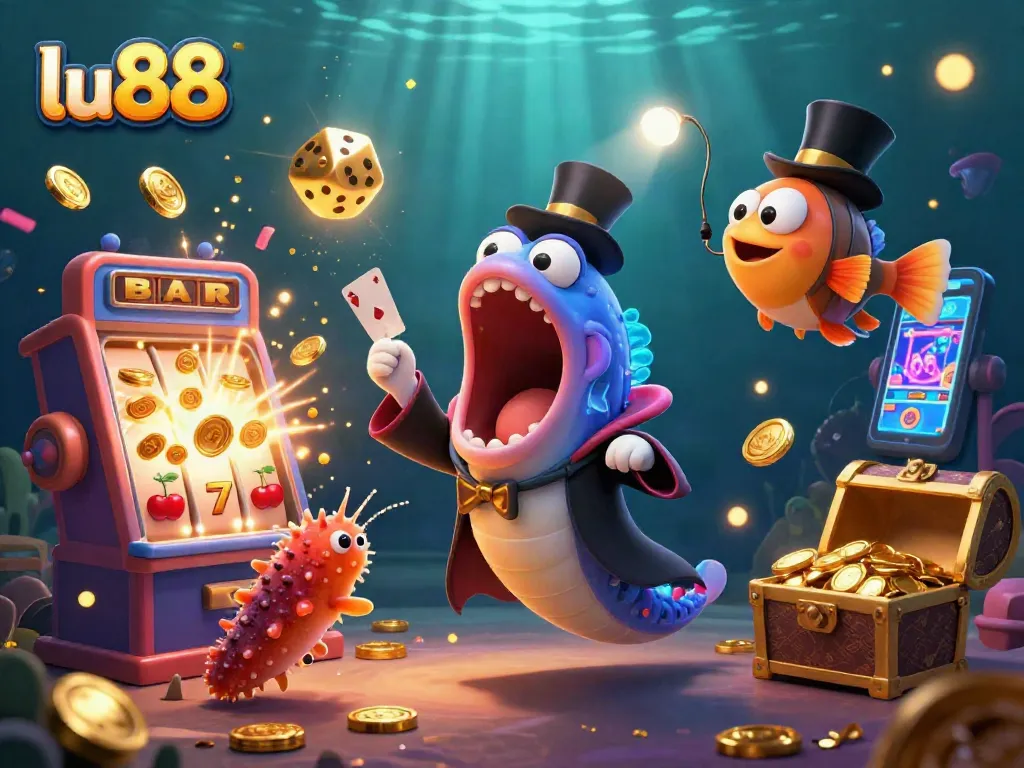 Experience thrilling gameplay at lu88 with a magical casino scene featuring enchanting characters and vibrant slot elements.