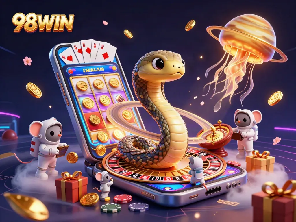 Experience 98WIN's thrilling gaming universe as players bet on a cosmic roulette wheel.