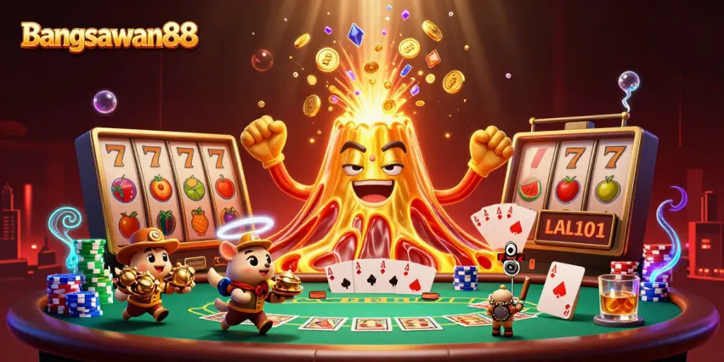 Experience the thrill of Bangsawan88 with exploding treasures and vibrant casino elements in play.