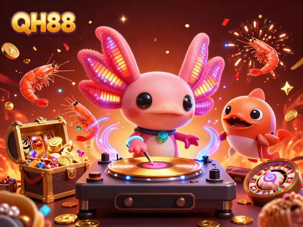 Engage in winning with QH88 while enjoying vibrant colors from a neon-themed casino scene.
