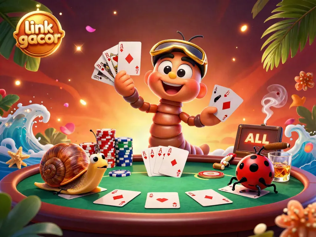 Engage with the vibrant link gacor casino scene featuring an energetic millipede dealer and high-stakes gameplay.