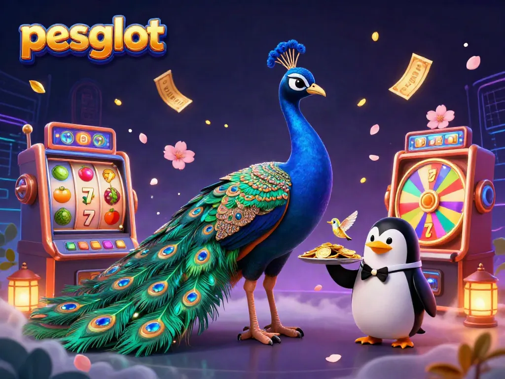 Experience the excitement of pesgslot gaming with vibrant characters and dynamic slot elements in a thrilling illustration.