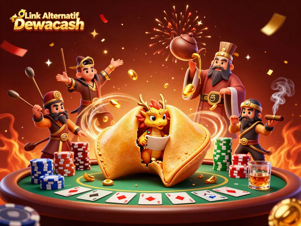 Experience excitement with Link Alternatif Dewacash in this vibrant 3D casino scene.