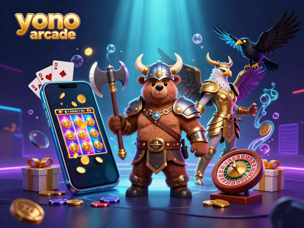 Experience thrilling gameplay with Yono Arcade featuring vibrant characters and immersive casino elements.