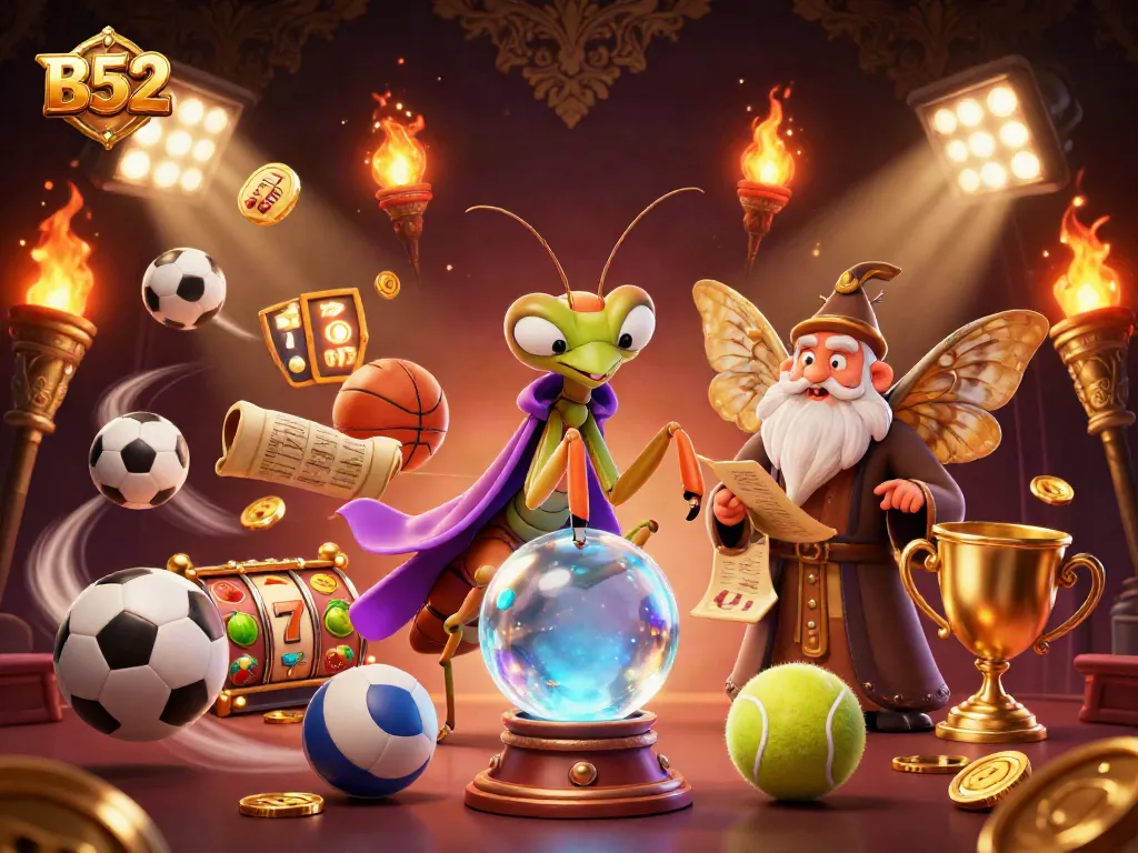 B52 shows exciting casino slot action with animated characters and rich game elements for players.