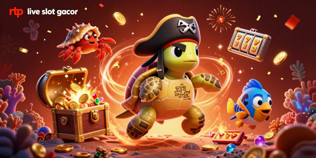 Experience rtp live slot gacor with animated characters amid hidden treasures and casino elements.