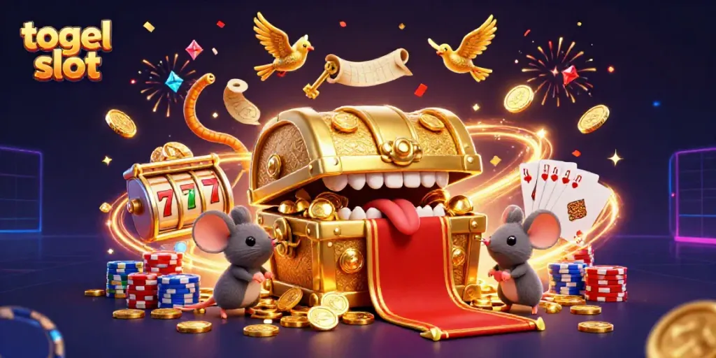 Menangkan togel slot dengan peti harta karun 3D yang menggiurkan dan simbol permainan yang menarik.