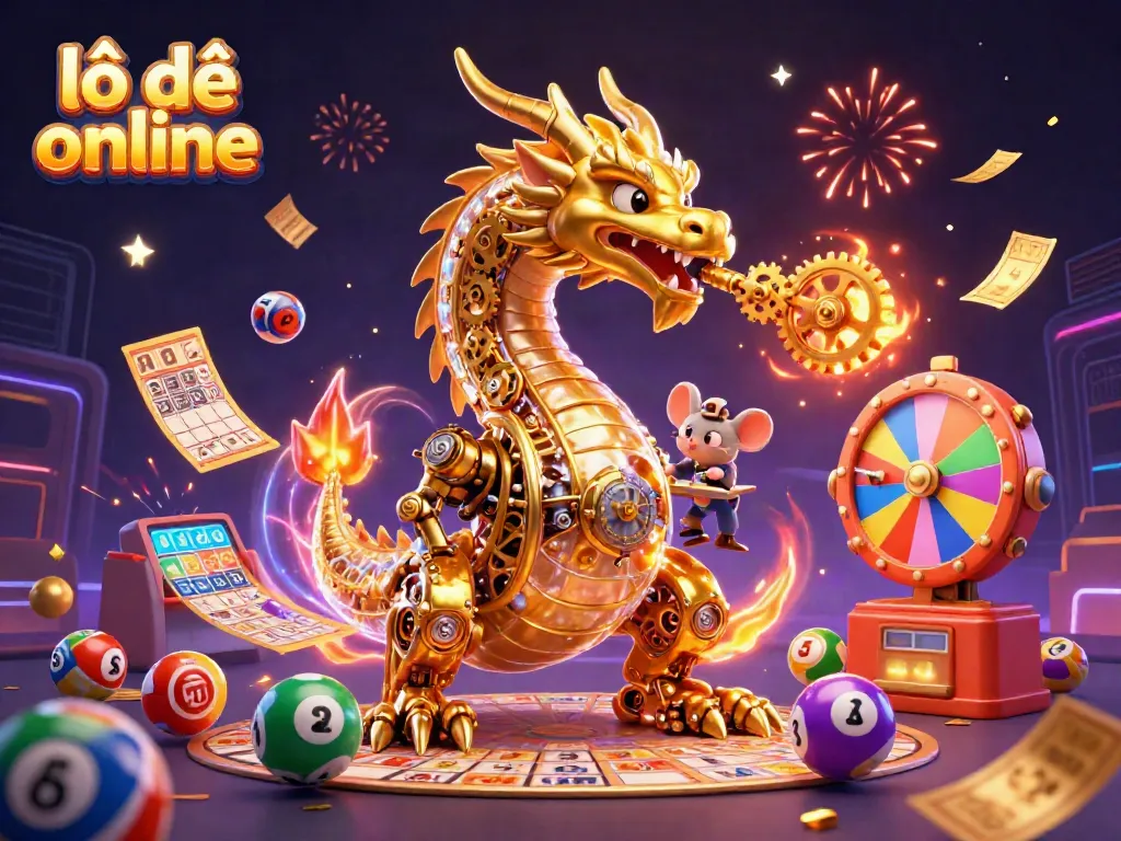 Experience the excitement of lô đề online with a dynamic scene featuring whimsical characters and colorful lottery elements!